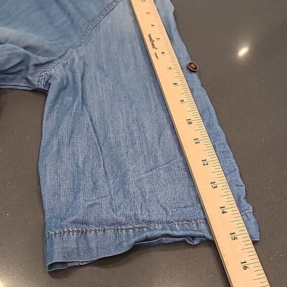 Twelve Blue Bamboo/Cotton Blend Quarter Sleeve Tie Front Mini Dress - Picture 8 of 11